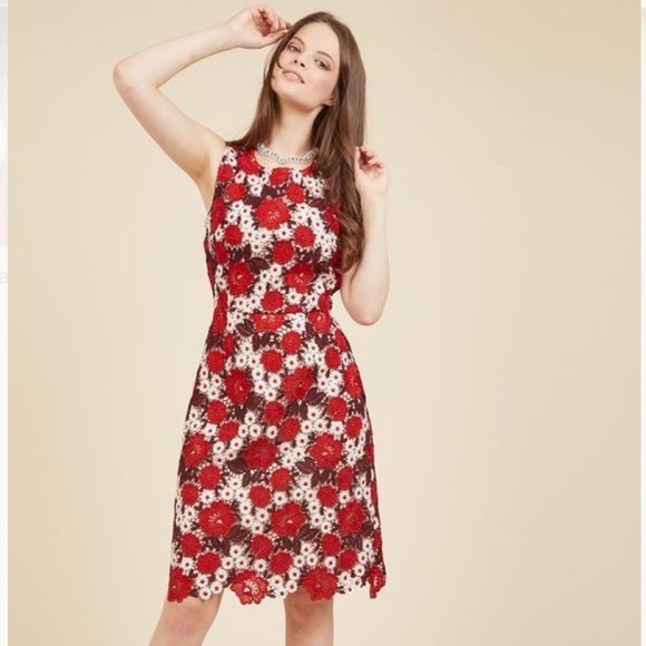 Modcloth Red and White Floral Midi Dress - Picture 9 of 9